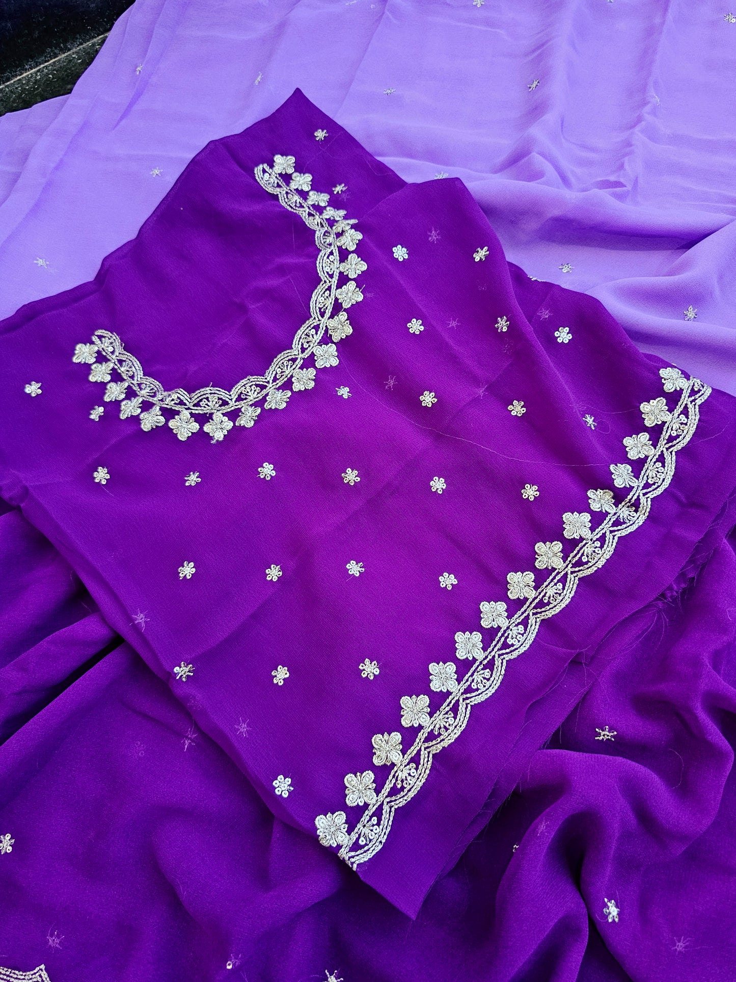 Cut work saree and work blouse-SLS57
