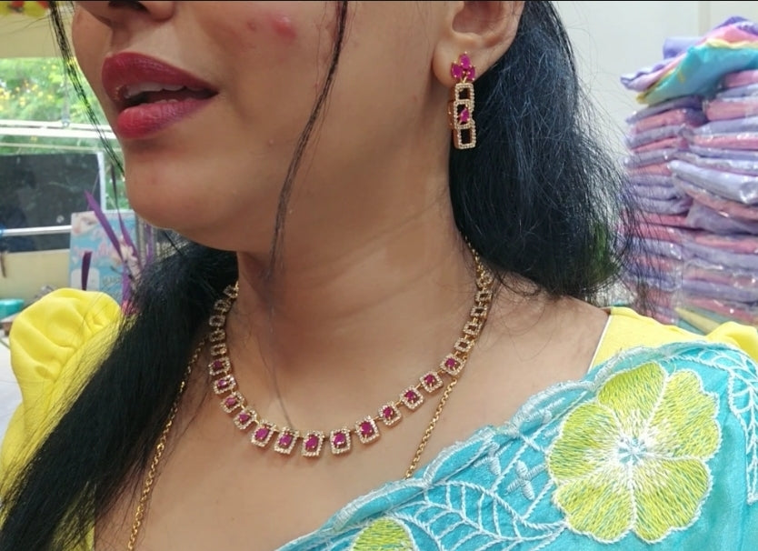 Neck set with earrings-SLS62J