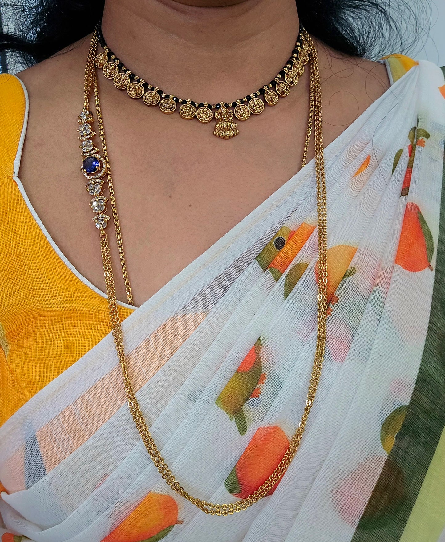 Code SLS 214 J two in one chandraharam with earrings