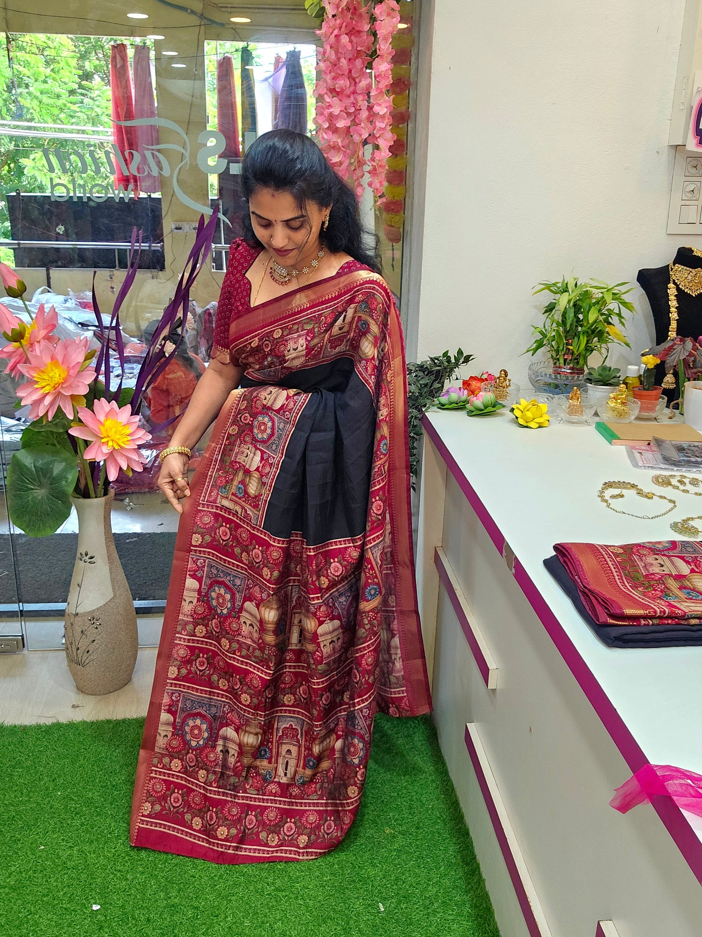 Saree un stiched blouse- SLS67