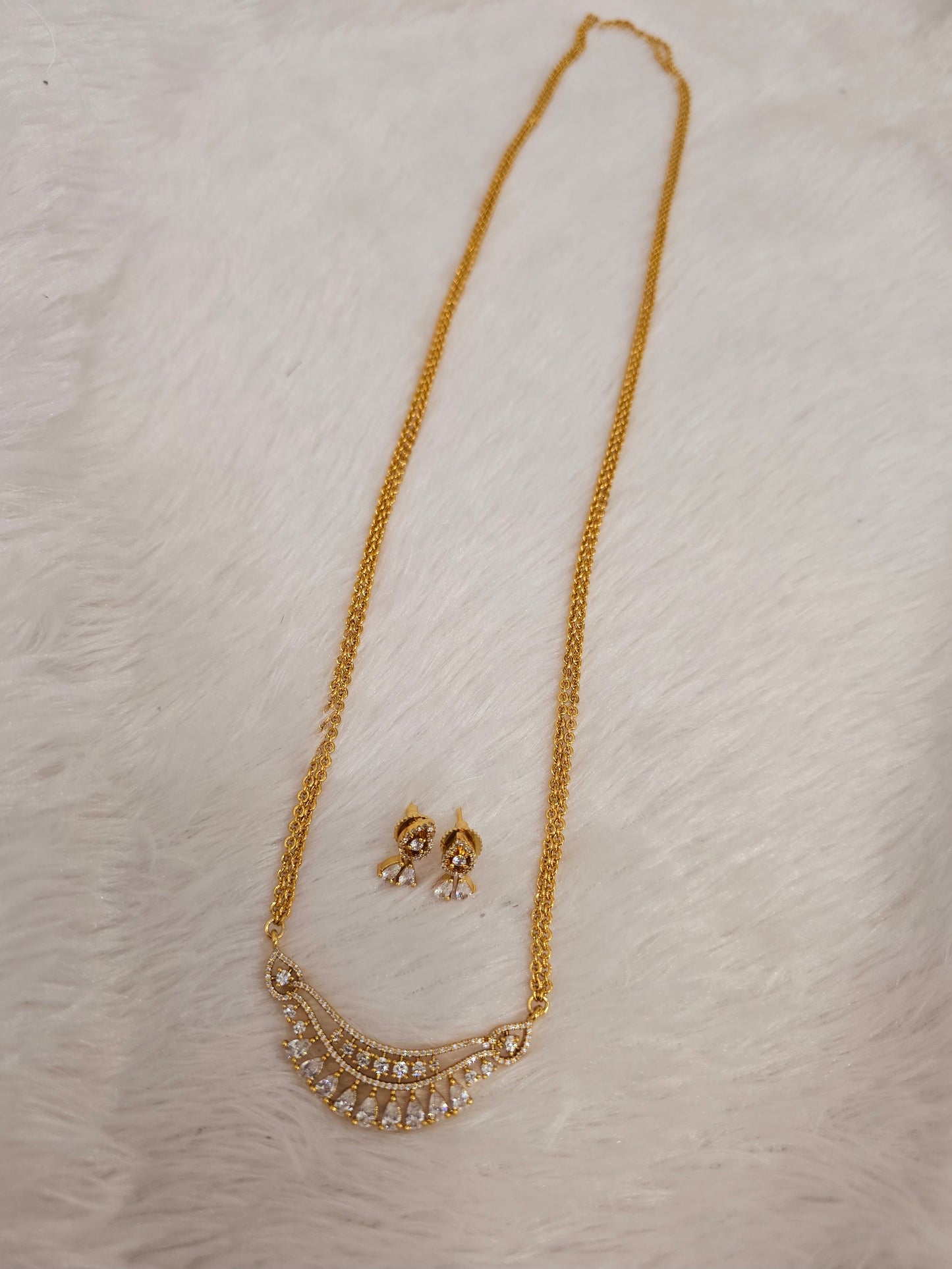 Long chandraharam with earrings code SLS 378J