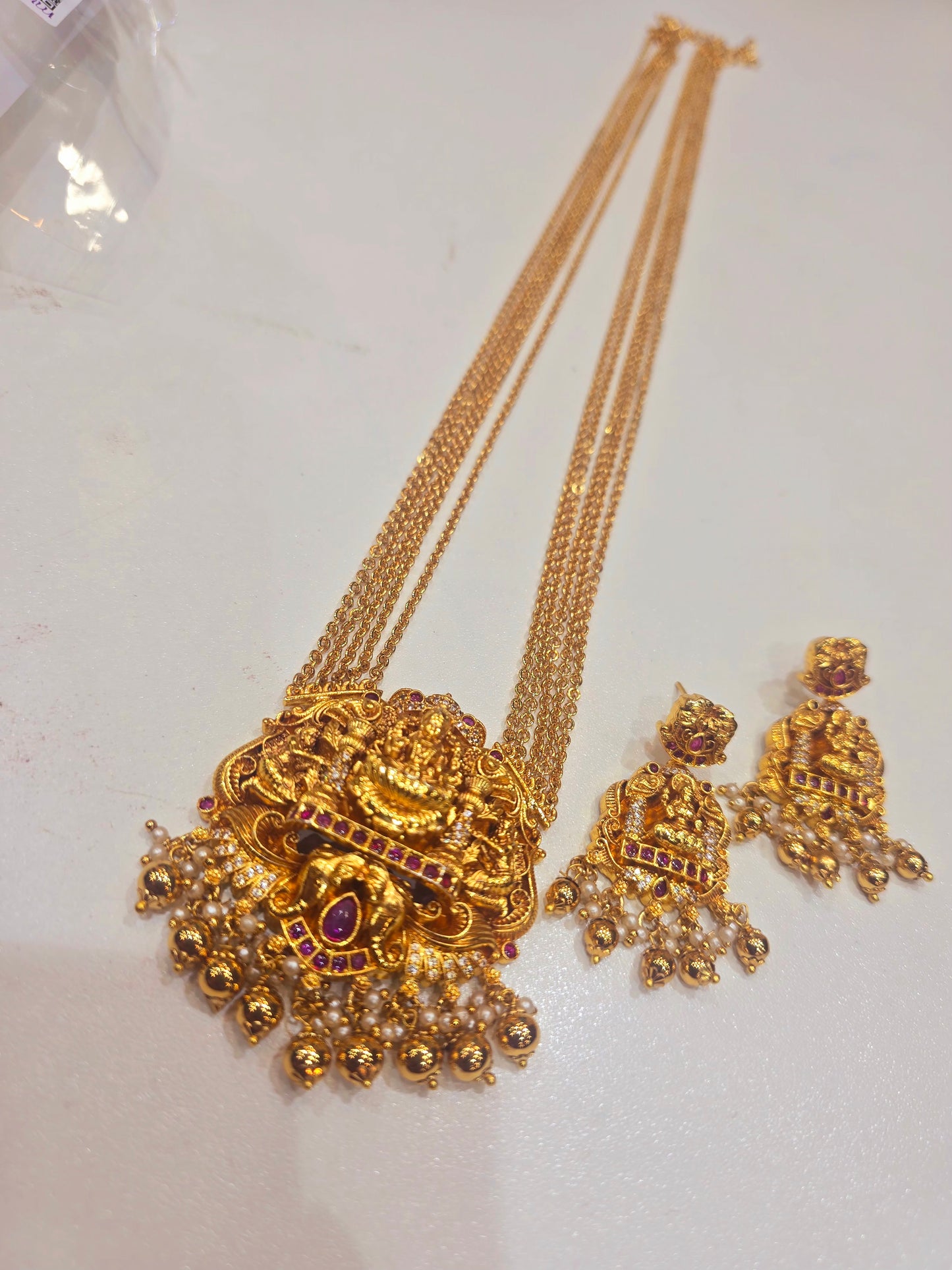 long chandraharam with earrings code SLS 241J