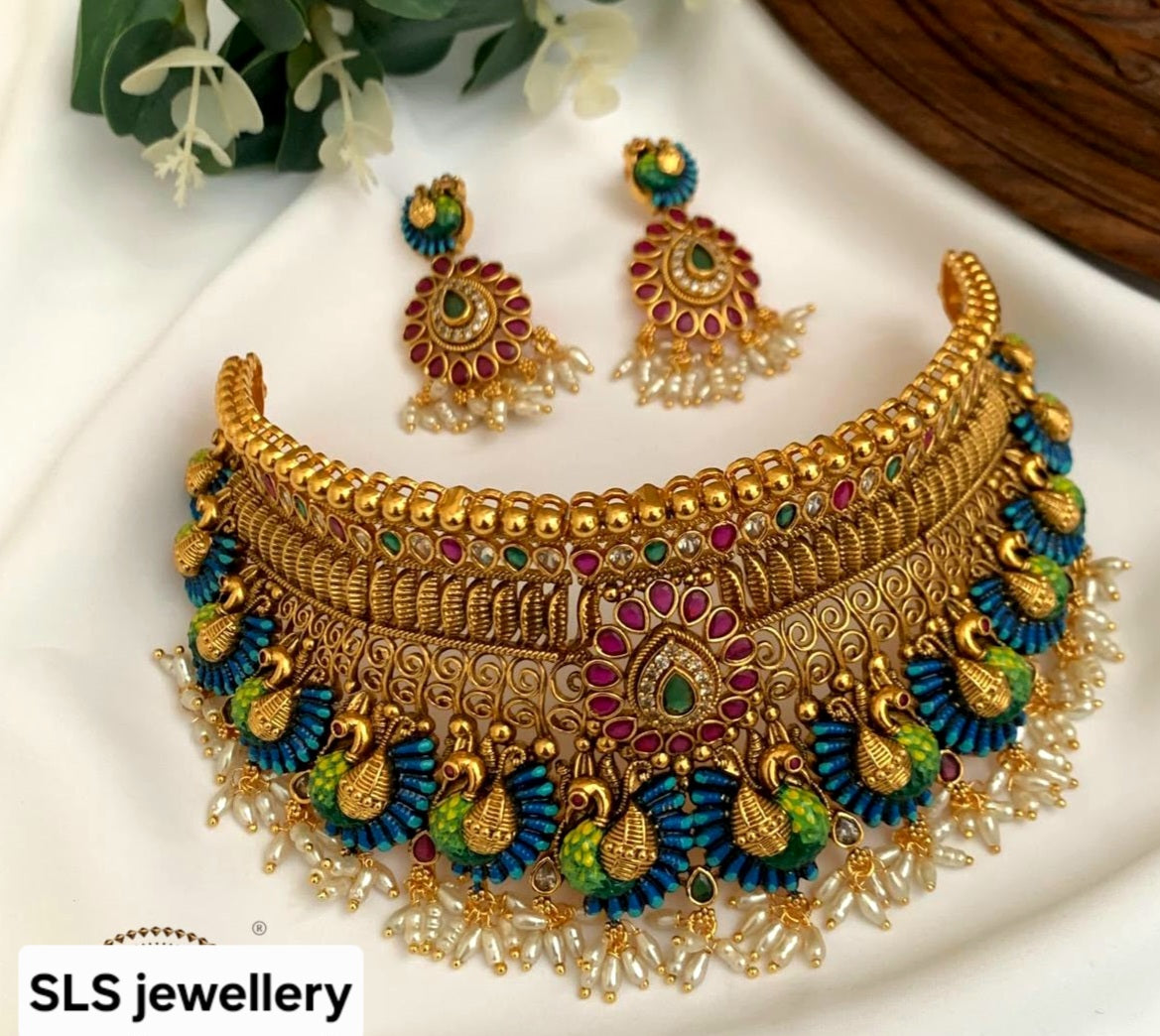 Meenakari chocker with earinges code 162J