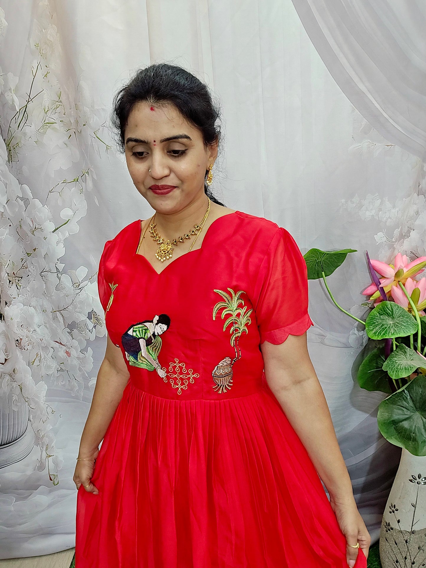 RED maxi FROCK Code SLS 425
