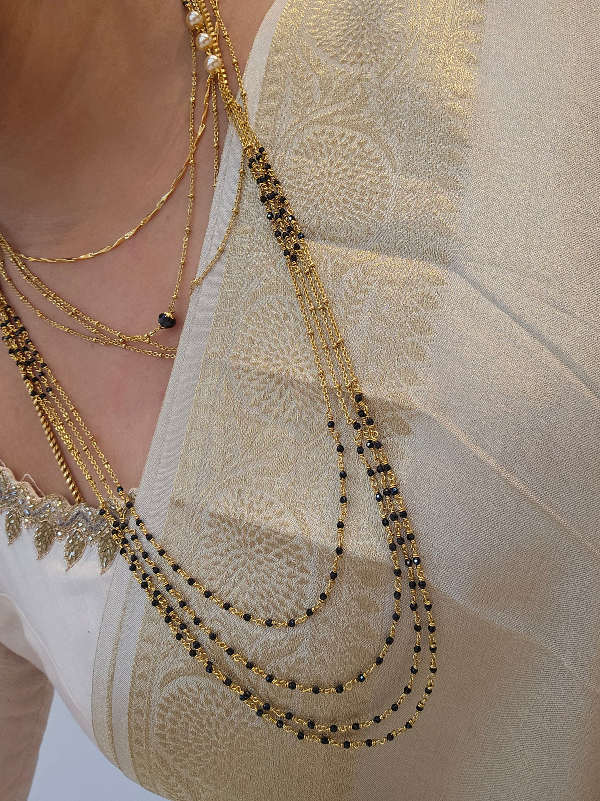 Chandraharam Black beads code SLS 136J