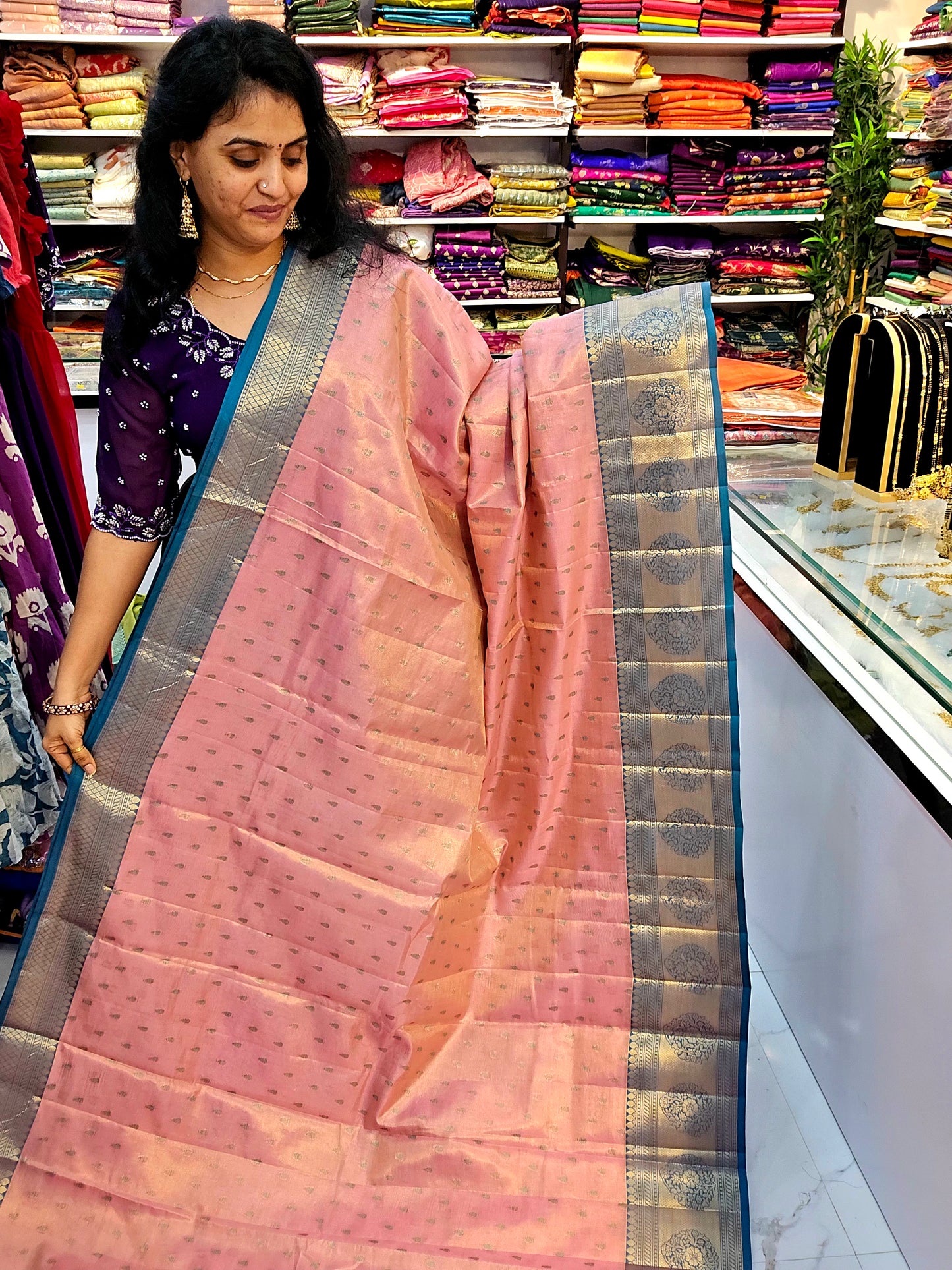 Code SLS 218 saree un stiched blouse