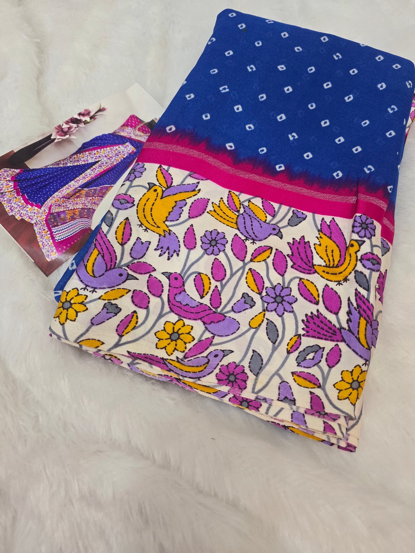 Yellow saree Saree un stiched blouse code SLS 297