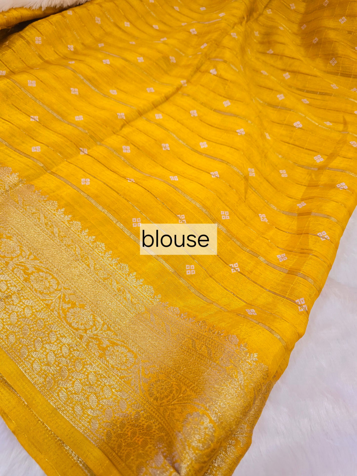 Yellow color Saree un stiched blouse code SLS 296