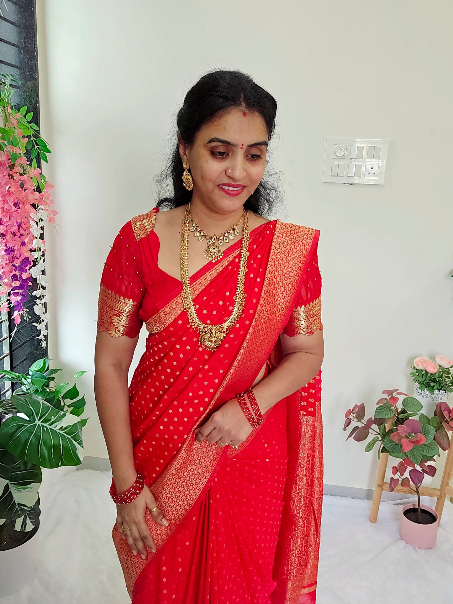 Code SLS214 saree un stiched blouse