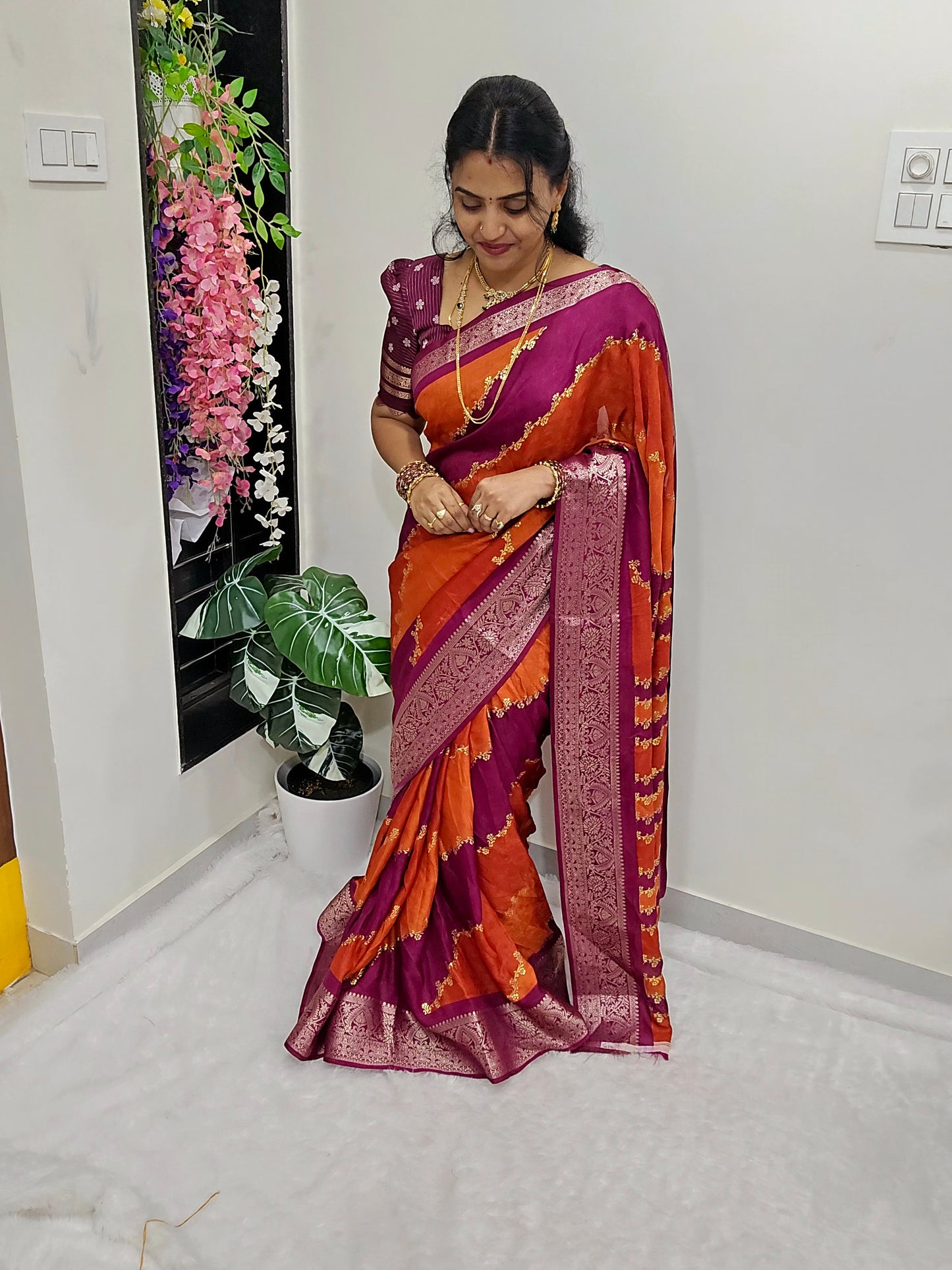 Saree un stiched blouse code SLS 427