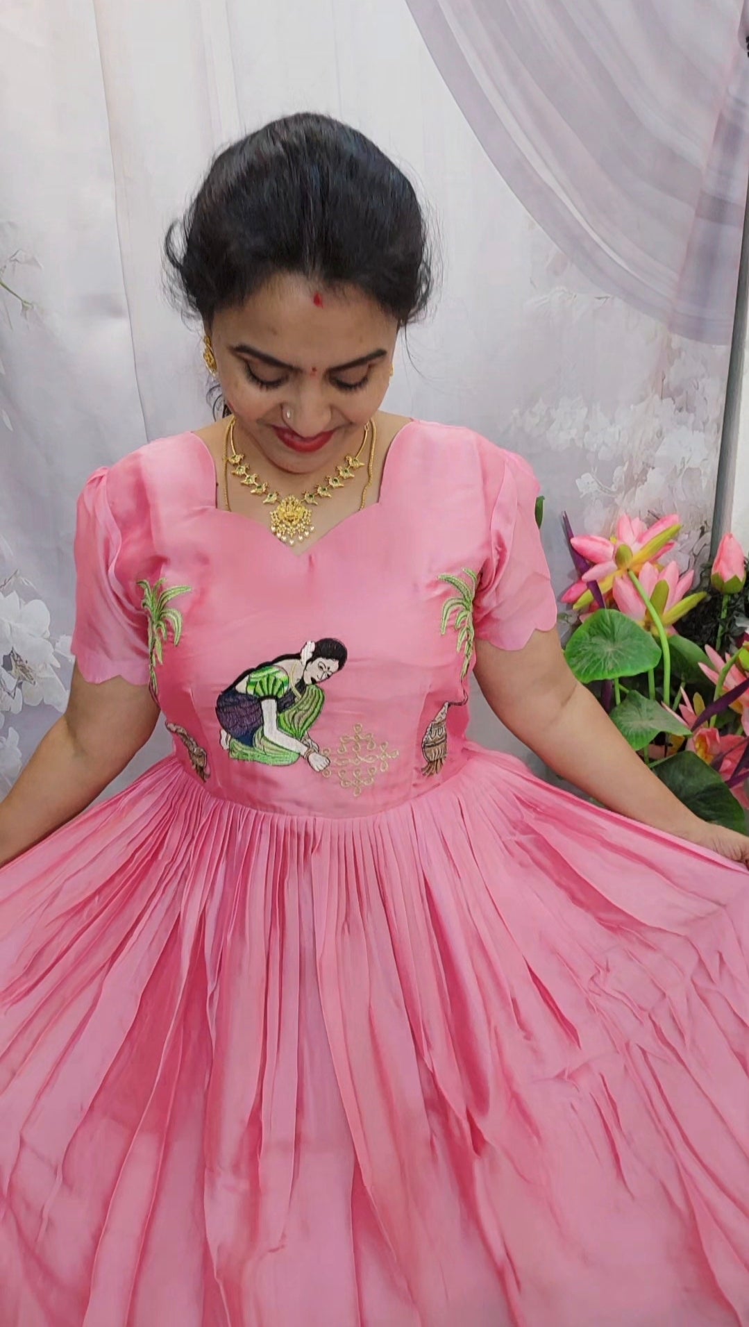 Onion pink maxi frock code SLS 425