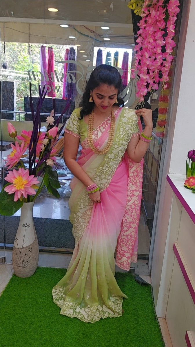 Crunchi crash embroidery work border saree-SLS22