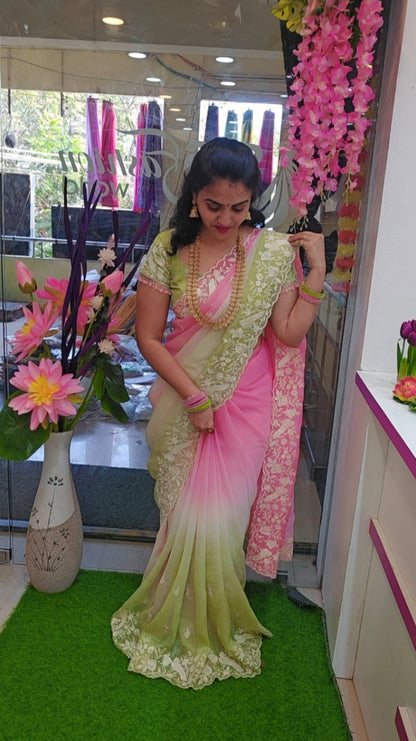 Crunchi crash embroidery work border saree-SLS22