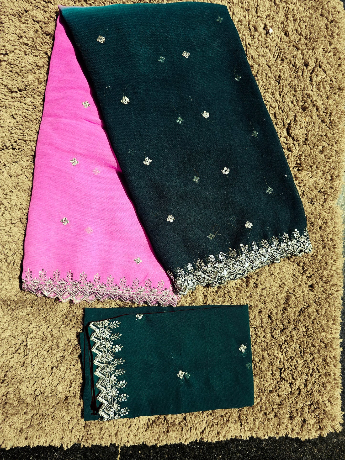 3D georgette cut work saree -SLS41