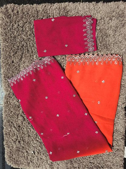 3D georgette cut work saree -SLS41