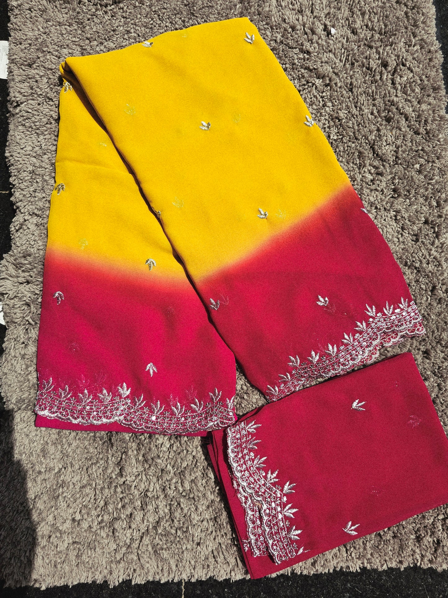 3D georgette cut work saree -SLS41