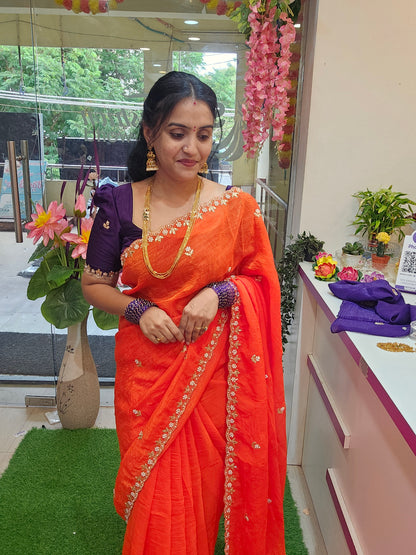 Saree un stiched blouse - SLS73