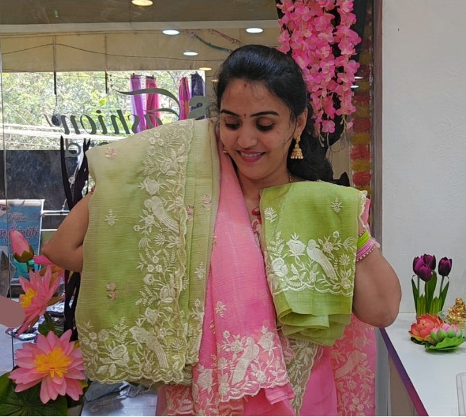 Crunchi crash embroidery work border saree-SLS22