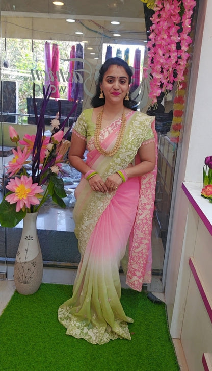 Crunchi crash embroidery work border saree-SLS22