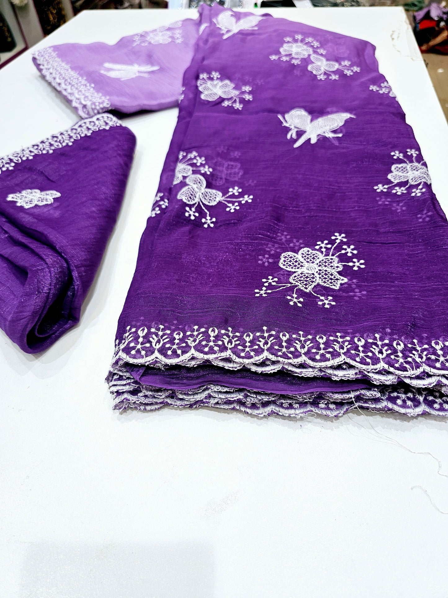 Space silk heavy cut work saree- SLS61