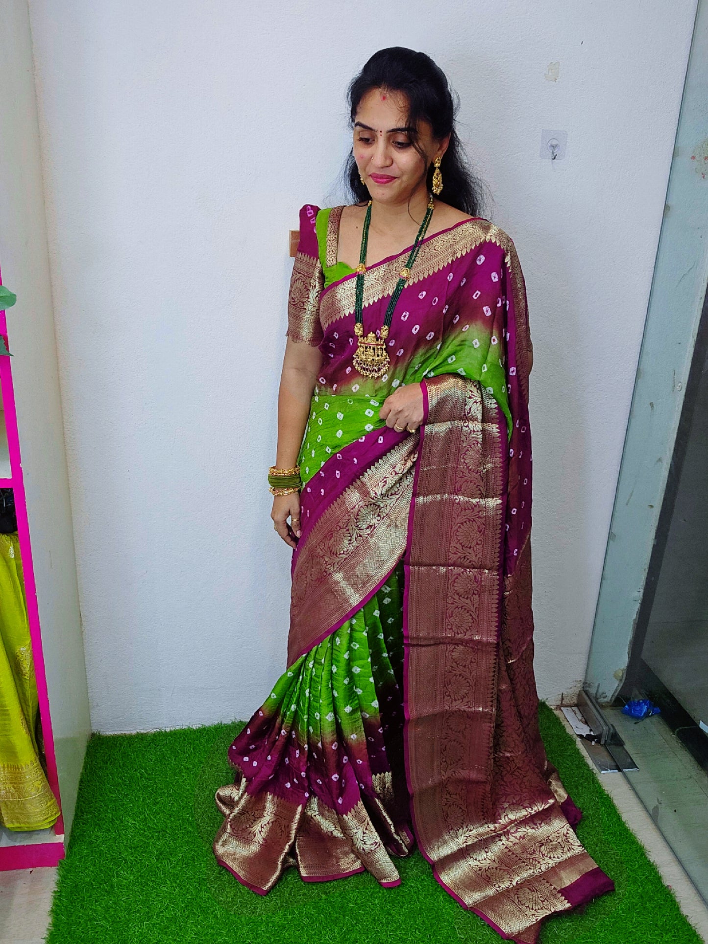 Viscose Kanchipuram Bandhani Sarees - SLS14