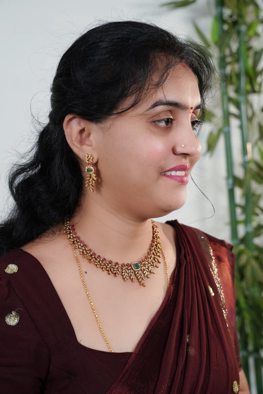 Neck set with earrings-SLS54J