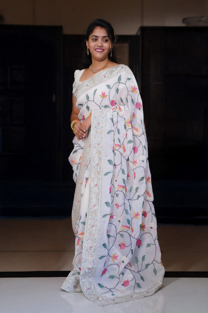 Glass tissue saree-SLS49