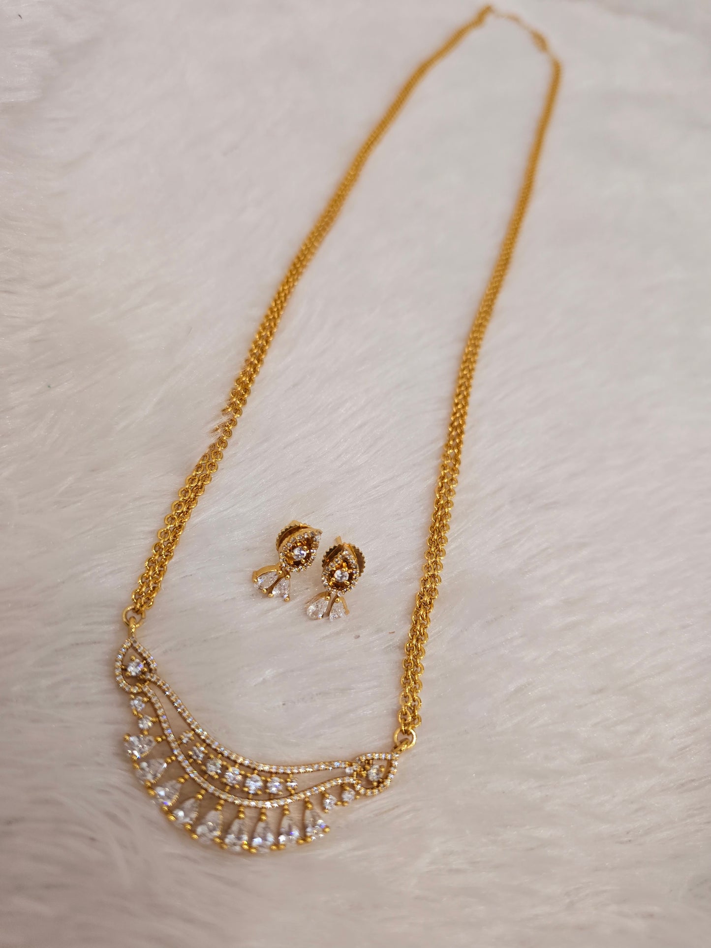 Long chandraharam with earrings code SLS 378J