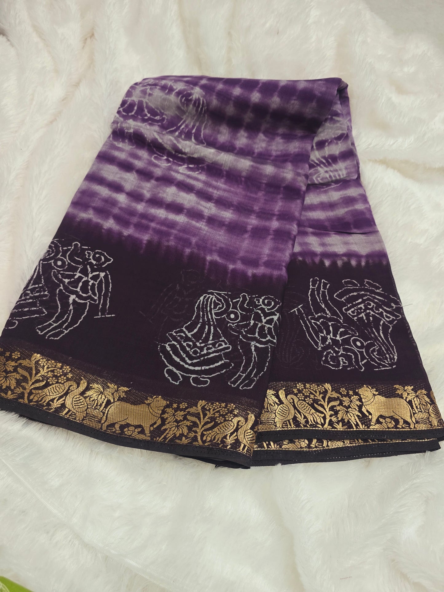 Purple coffee Saree un stiched blouse code SLS 371
