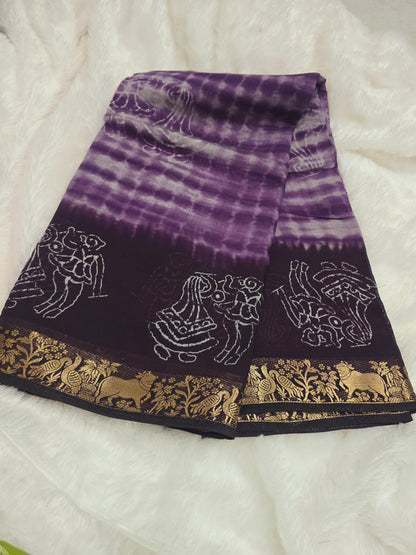 Purple coffee Saree un stiched blouse code SLS 371