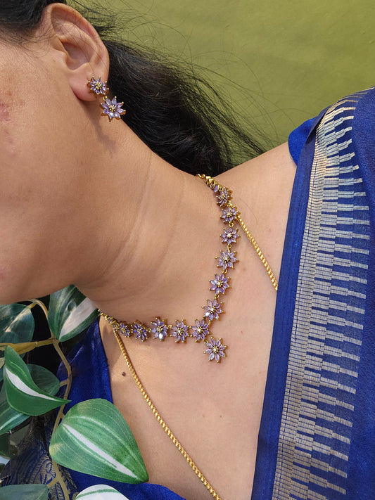 Lavender colour neck set with earinges code SLS 133J