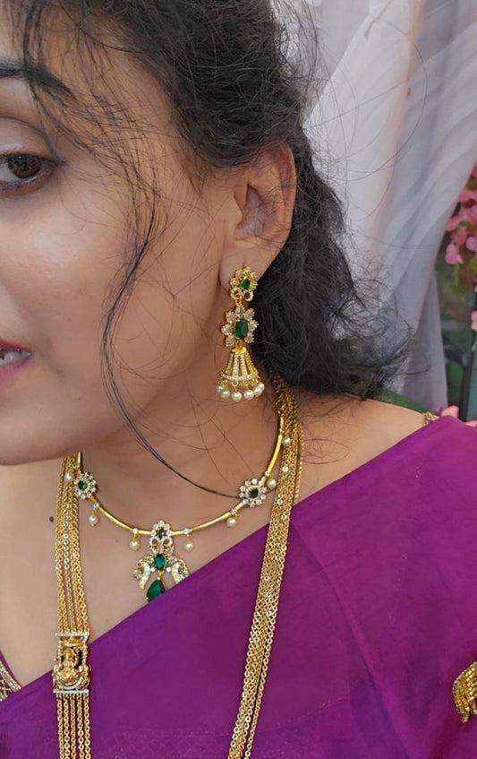 Green Neck set with earrings code SLS 411J