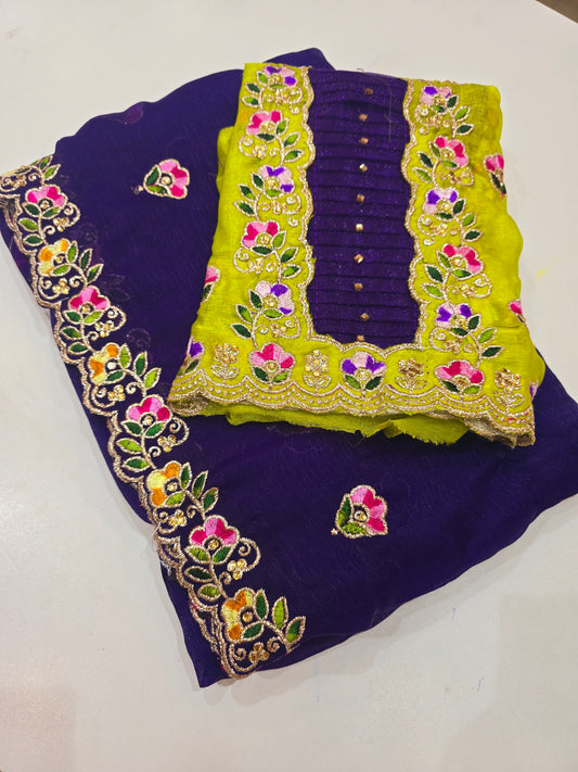 Saree un stiched blouse  code SLS 251