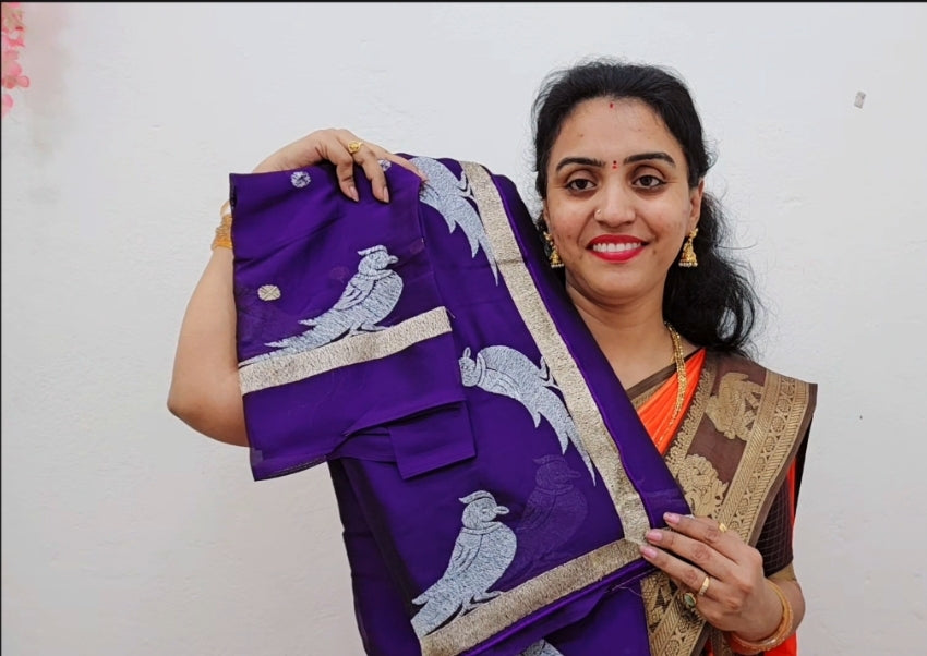 Saree un stiched blouse code SLS  406