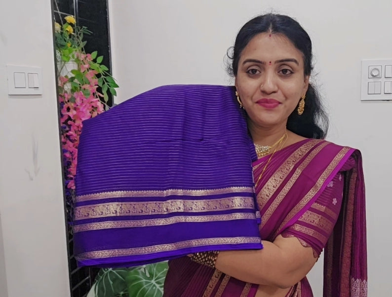 Saree un stiched blouse code SLS 369 purple color