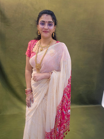 15 days Saree un stiched blouse code SLS 768
