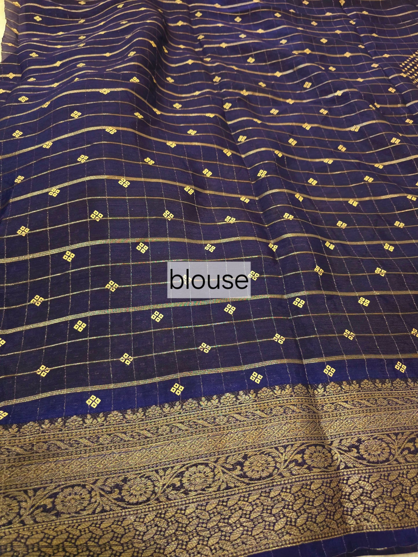 Navi blue color saree un stiched blouse  code SLS 296