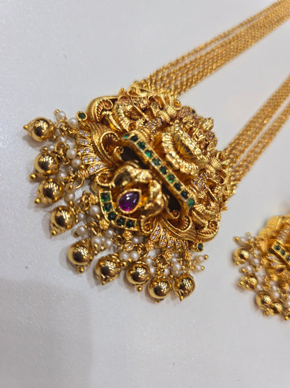 Long dollar chandraharam  with earrings Code SLS 447 J