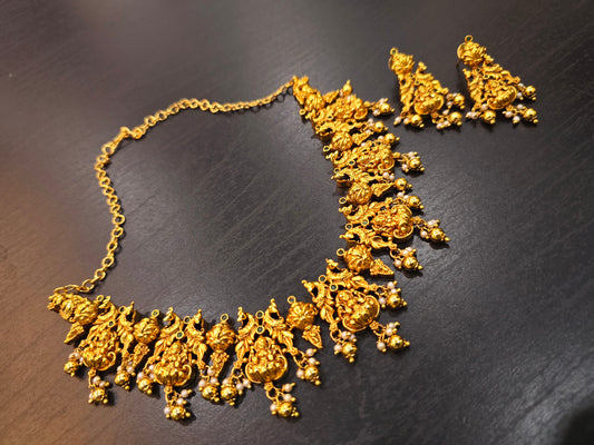 Neck set with earrings temple jewellery  Code SLS  363 J
