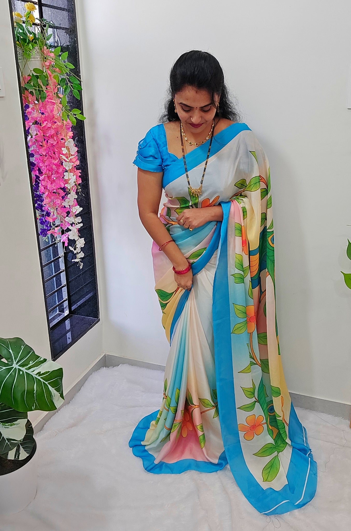 Saree un stiched blouse code SLS  353