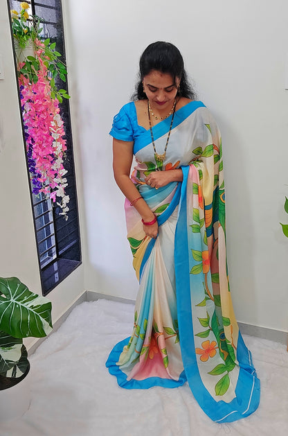 Saree un stiched blouse code SLS  353