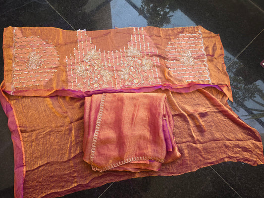 Code SLS 216 saree un stiched blouse
