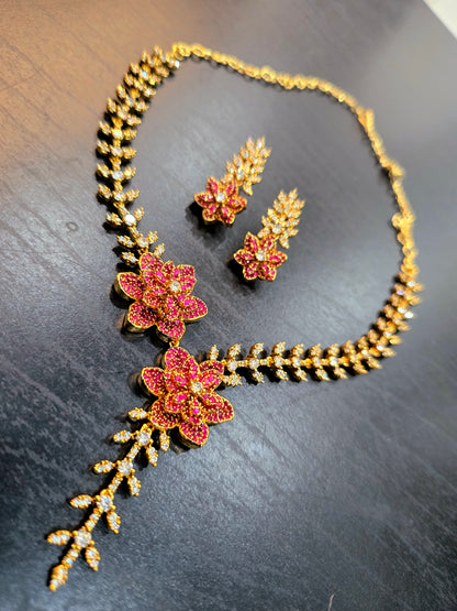 Neck set with earrings green code SLS 381J