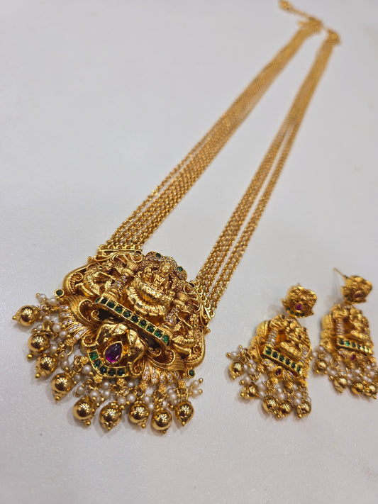 Long dollar chandraharam  with earrings Code SLS 447 J