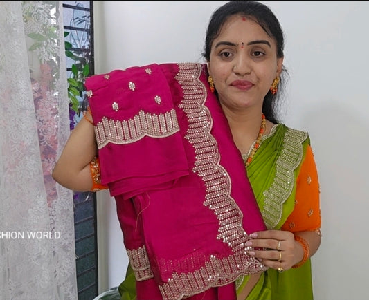 Saree un stiched blouse code SLS 590