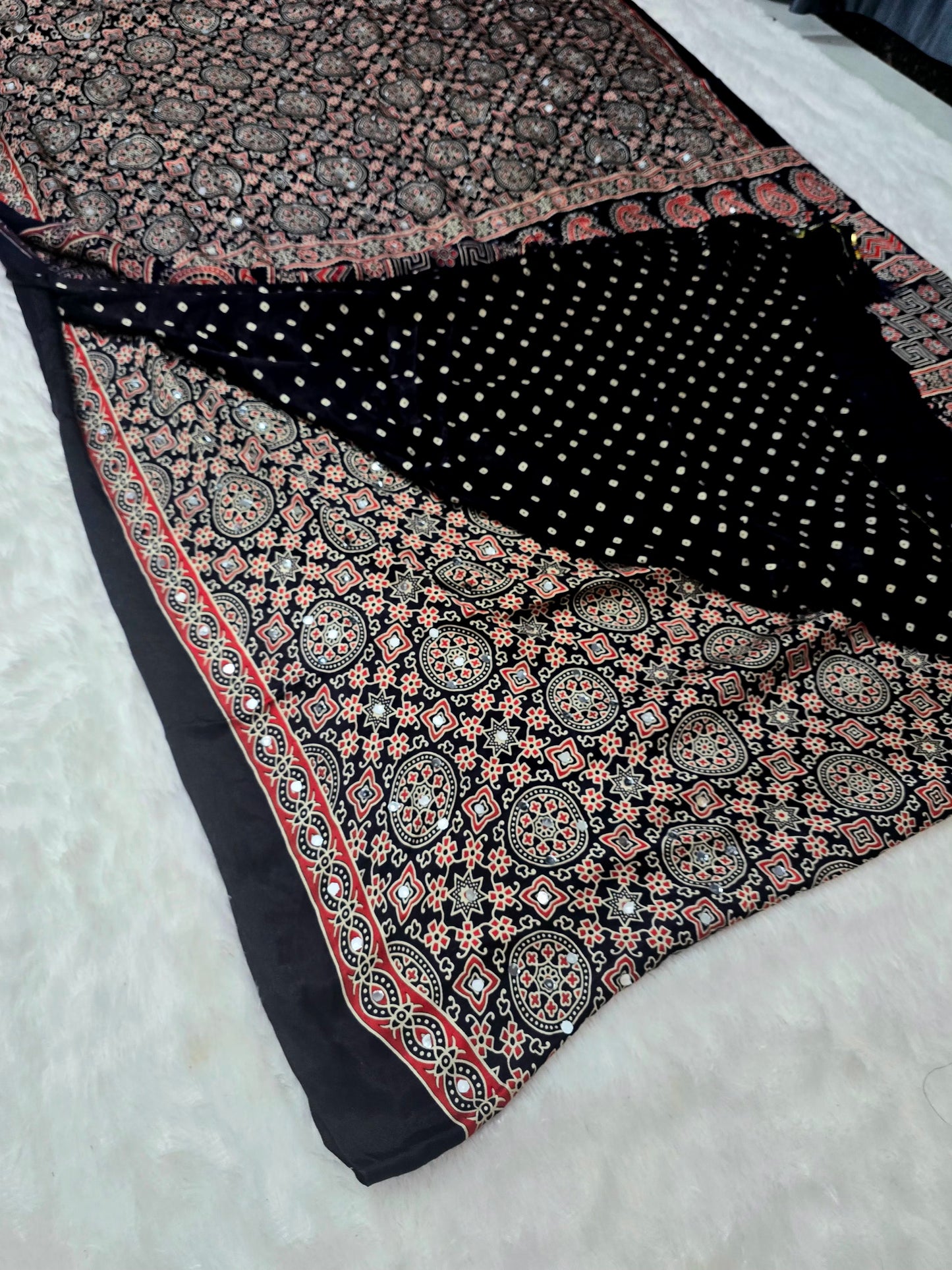 Black color  Saree un stiched blouse code SLS  651