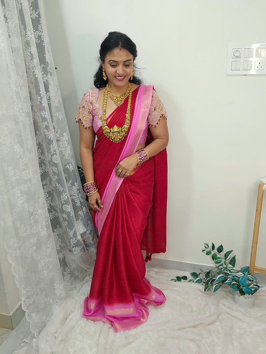 Saree un stiched blouse code SLS 530 Free gift