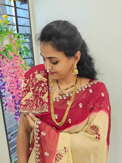 Saree un stiched blouse  code SLS 228