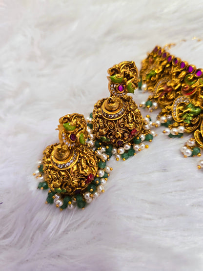 Choker with earrings menakari hand paint 394J