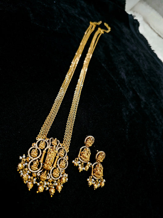 Chandraharam dolor chain with earrings  719J